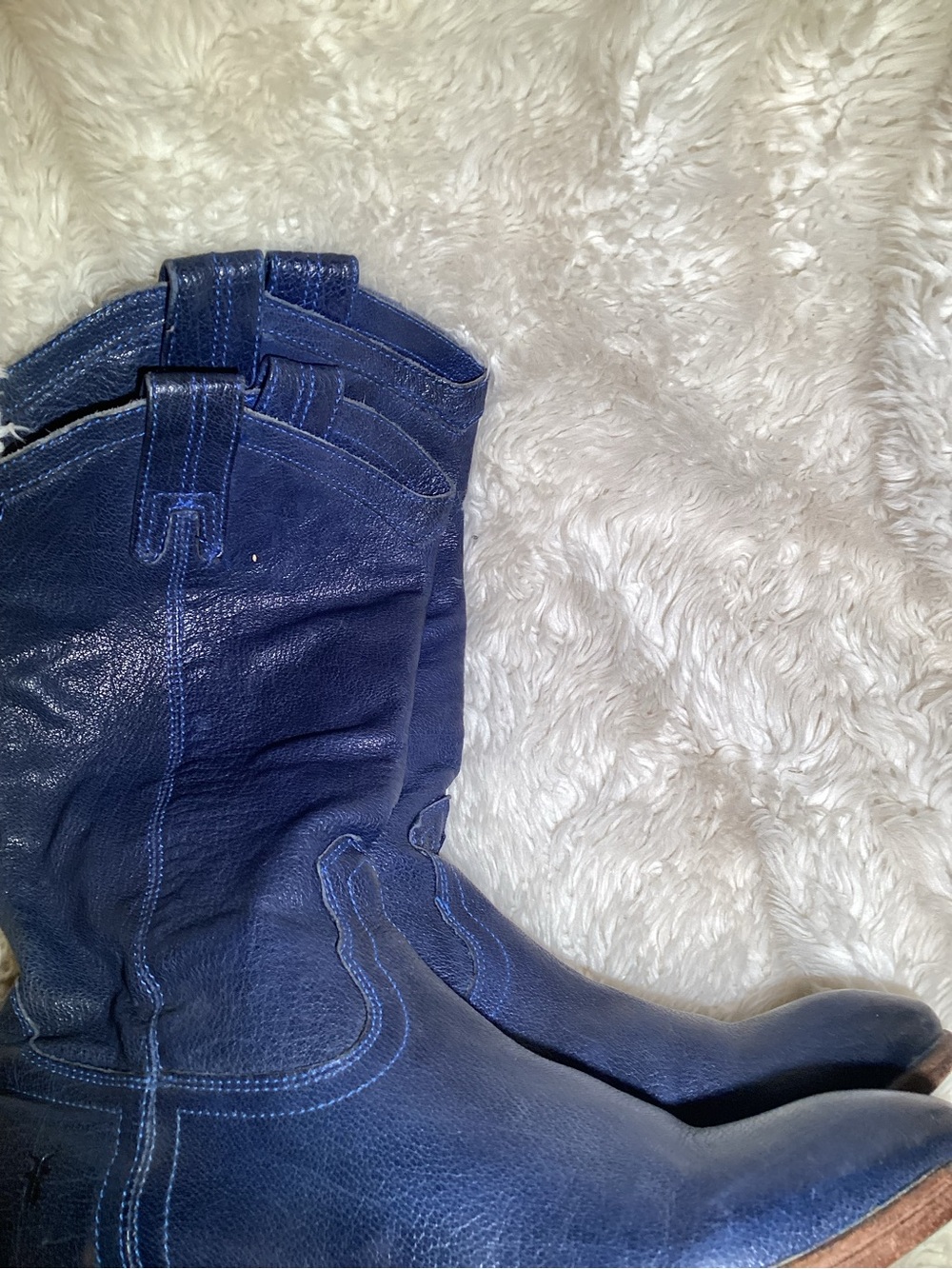 Frye women’s Navy blue Leather Western Boots size 9 - Picture 5 of 7